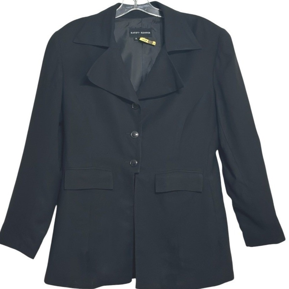 Randy Kemper Blazer Womens Black Wool Blend 3-Button Tailored Capsule Fall 8